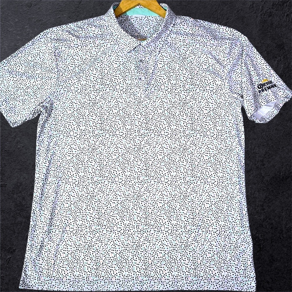 Swannies Men 2XL Golf‎ Polo Shirt White Polka Dot Performance Corona Premier
